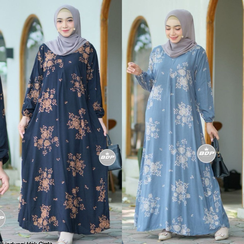 Gamis Rayon Super Grade A Busui Lengan Panjang Daster Arab Model Resleting Depan