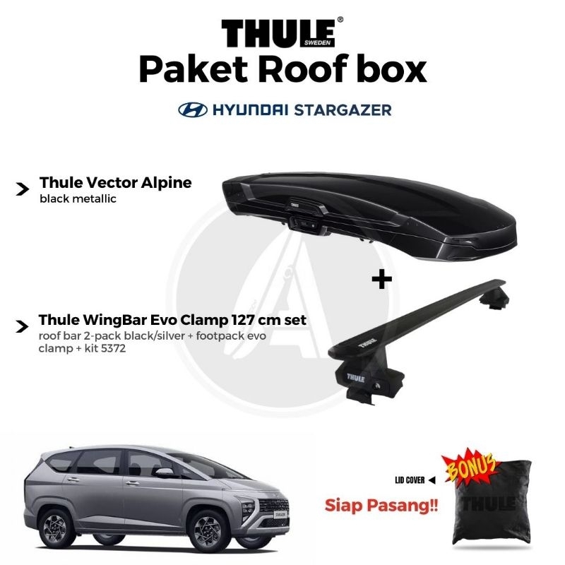Paket Roof Box Thule Vector Alpine + Wingbar Evo Clamp set: Stargazer