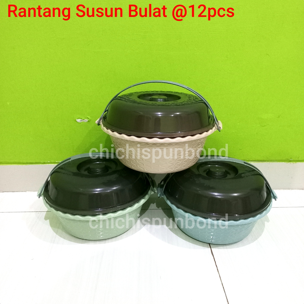 12PCS Rantang susun bulat rantang hajatan besar rantang plastik rantang piknik souvenir berkatan sel