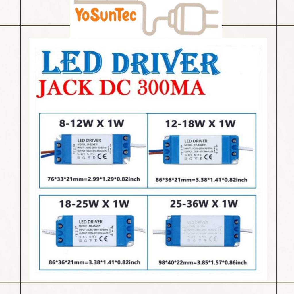 TRAFO LED DRIVER BALLAST 8 WATT 12WATT 18 24 WATT PANEL DOWNLIGHT Jack DC