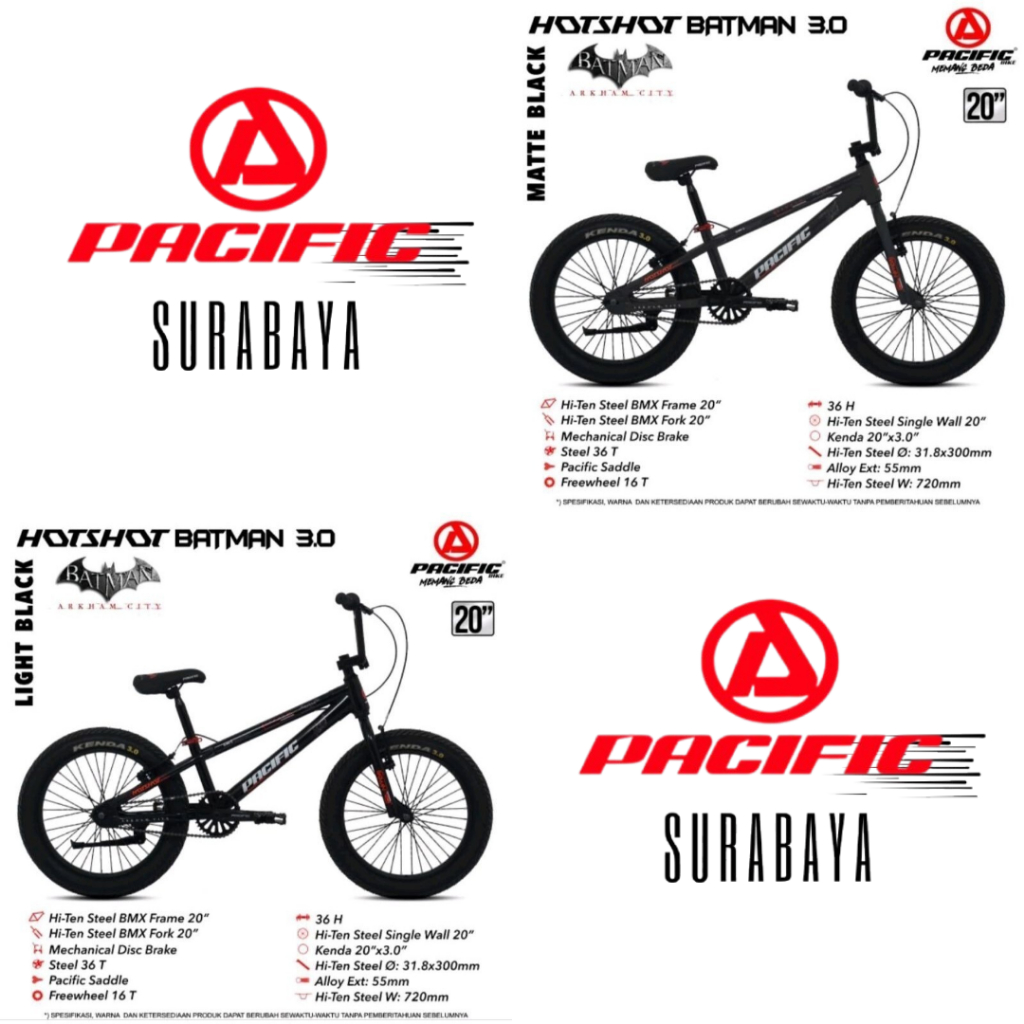 Sepeda BMX Anak Dewasa 20 inch PACIFIC BLACK HOTSHOT BATMAN 3.0