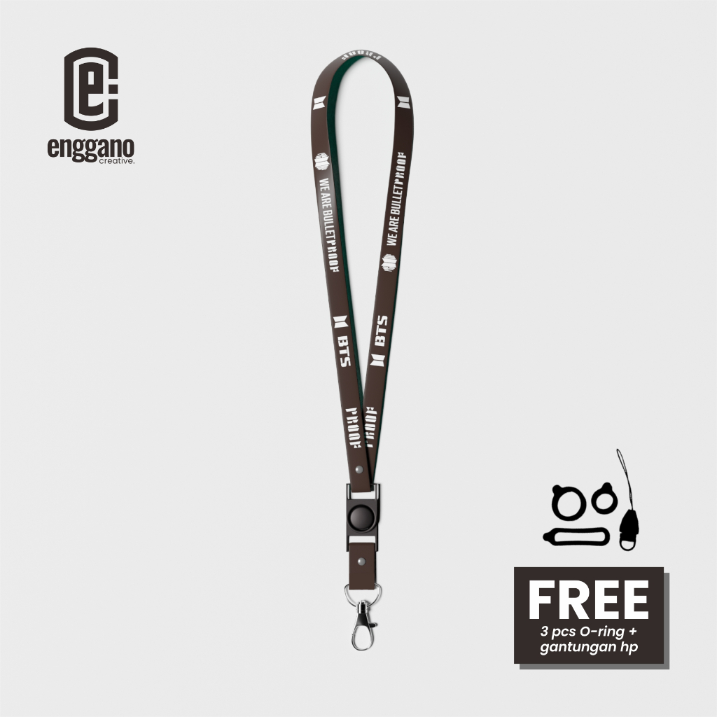 

Lanyard K-POP BTS PROOF Black Gantungan Podzz ID Card HP Premium