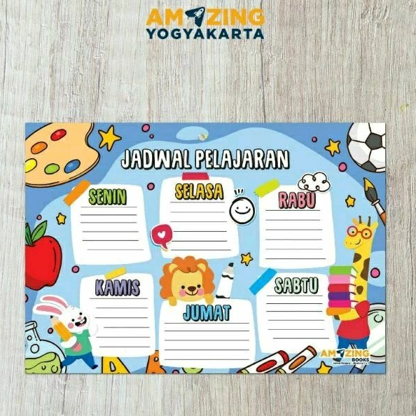 Jadwal Pelajara Animals Tulis Hapus Bolak Balik