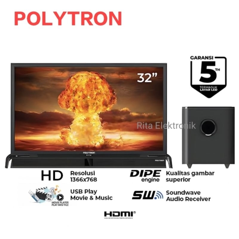 TV LED 32 Inchi Polytron SoundBar PLD 32BV1558