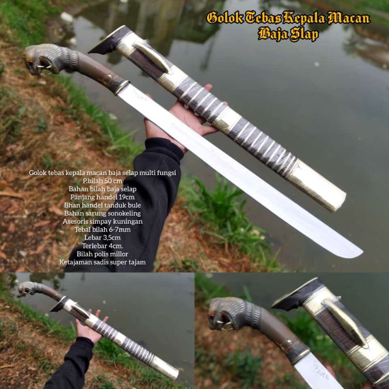 GOLOK KERJA PARANG PANJANG BAJA SELAP HANDLE TANDUK