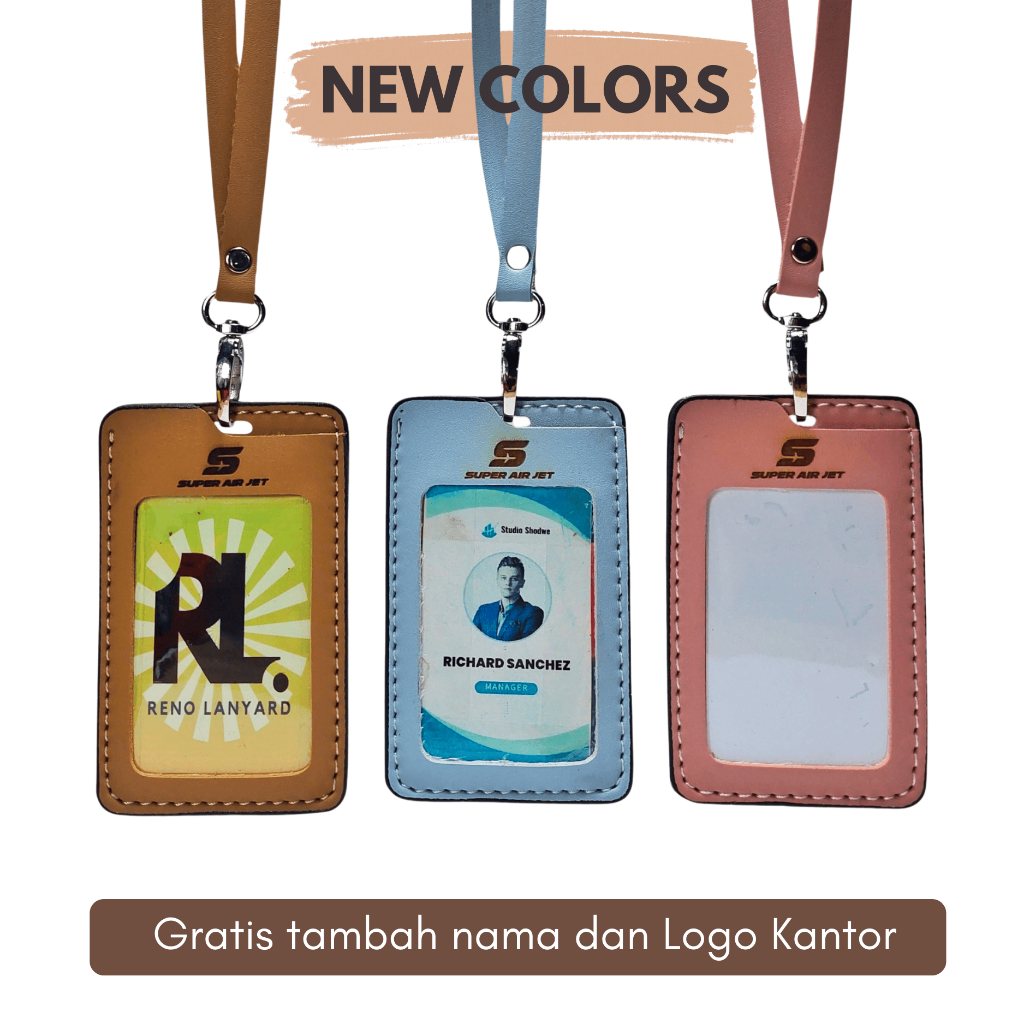 

Nametag Kulit Lanyard ID Card Holder Pastel