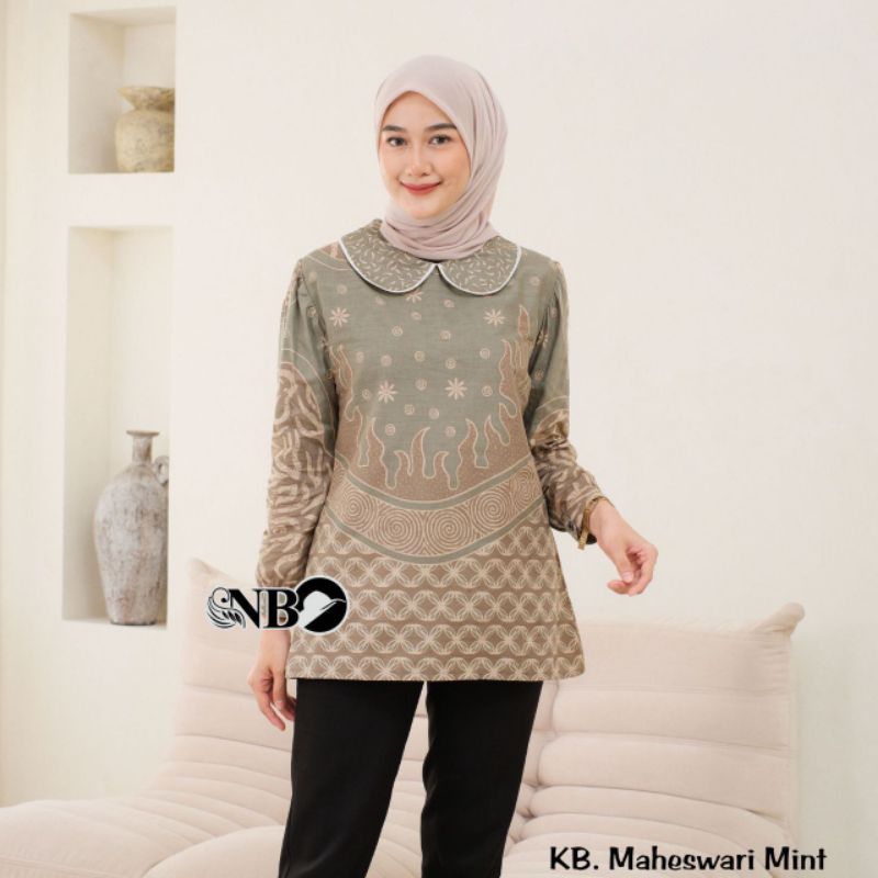 Atasan Batik Wanita Terbaru 2024 Batik Wanita Motif Masawari Model Kerah Baju Batik Wanita Kerja Len
