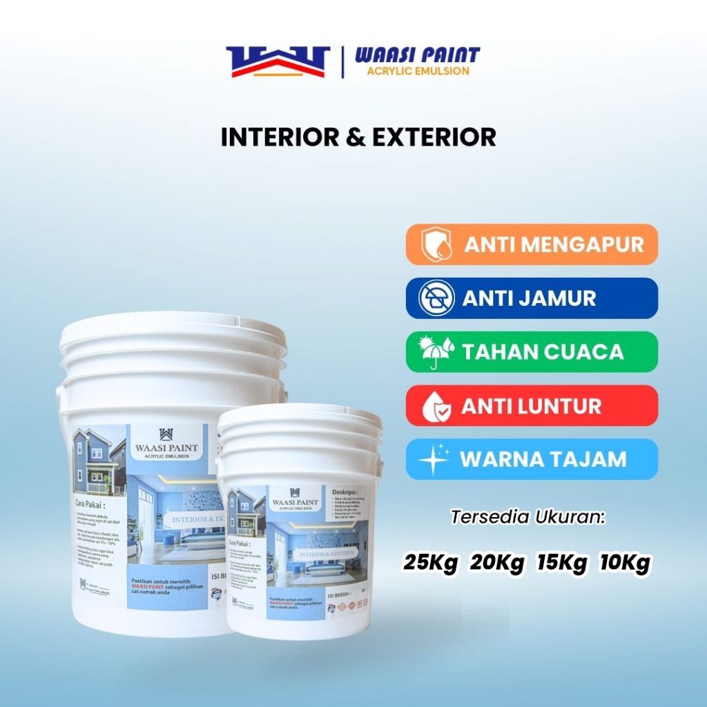 WAASI PAINT - Cat Tembok Interior dan Eksterior Aesthetic Anti Jamur dan Lembab