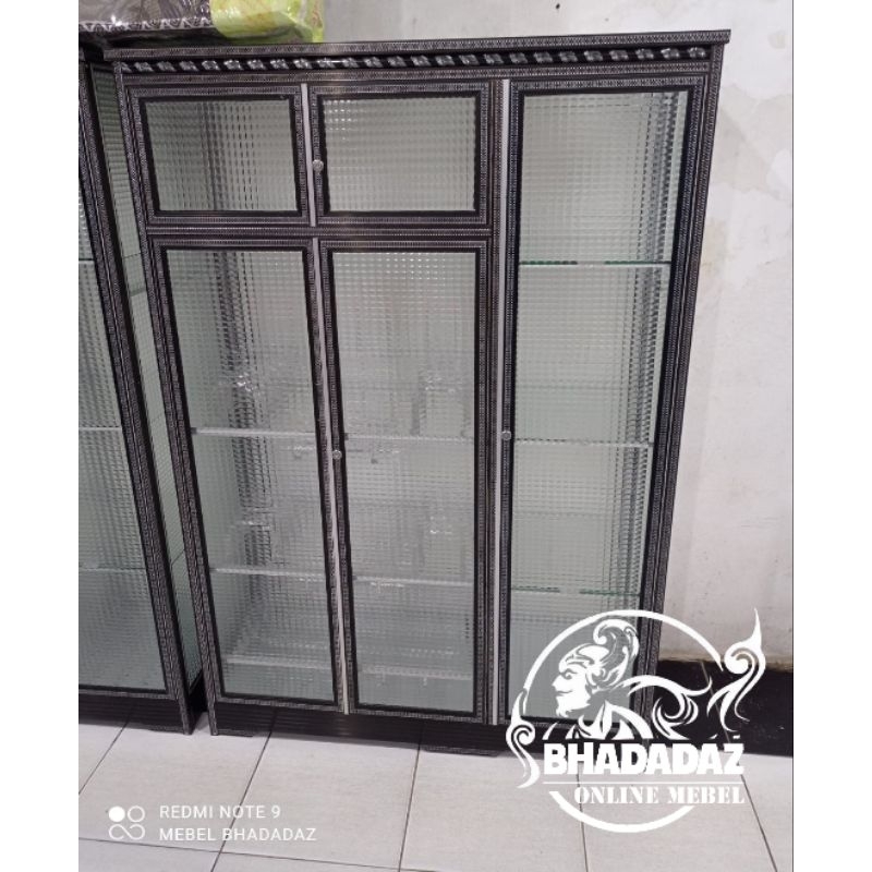Lemari Rak Piring 5 Pintu / Lemari Rak Dapur Aluminium Kaca
