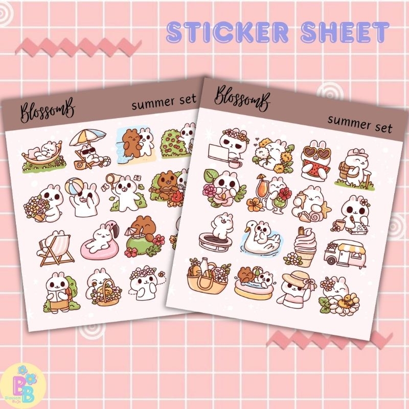 

BlossomB - Hand drawing sticker sheet / waterproof sticker / sticker deco / sticker vinyl aesthetic / handmade sticker / sticker tumblr / stiker anti air / sticker buku journal / sticker HP laptop