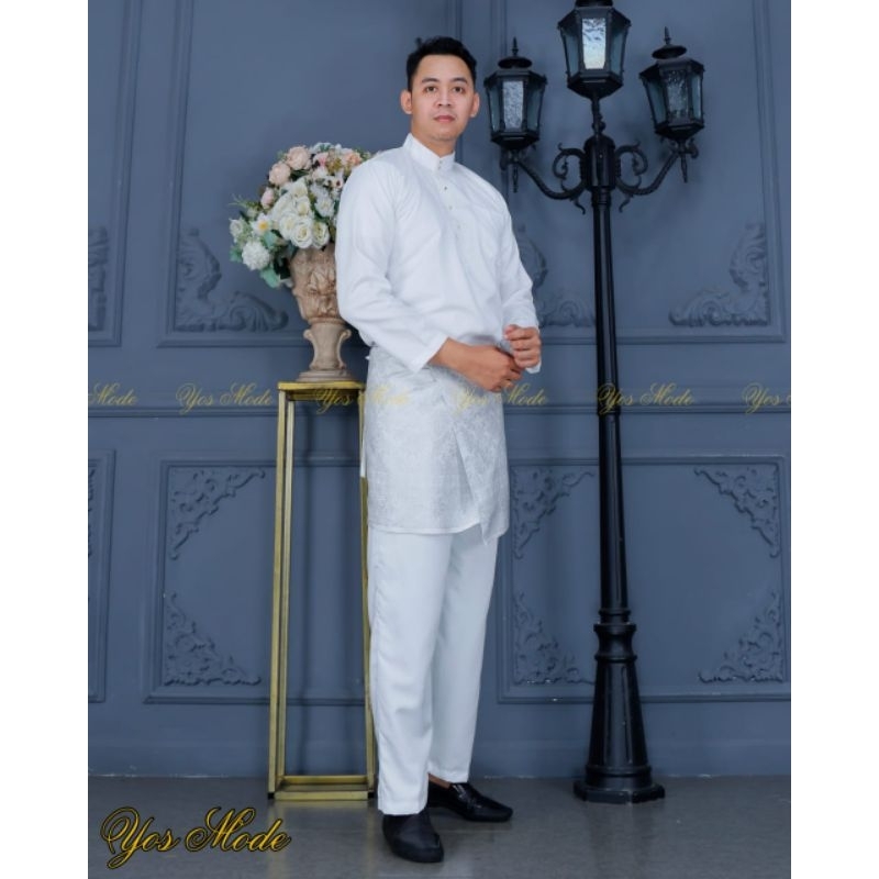 layoney baju pria melayu teluk belanga kurung cekak musang setelan pakaian fashion koko adat melayu 