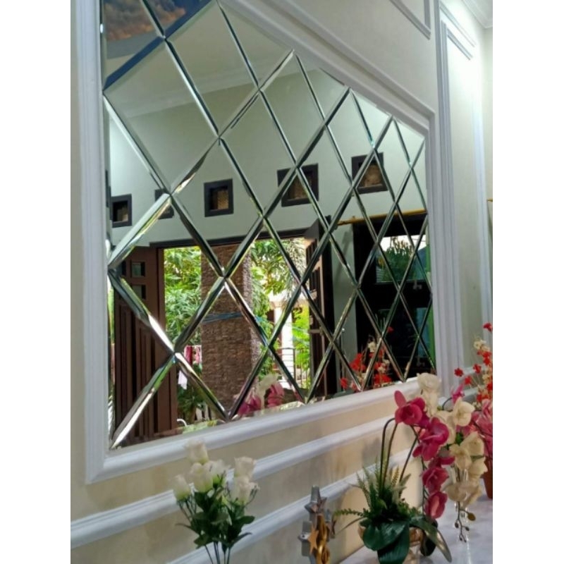 CERMIN BEVEL ASLI KACA #diagonal#interior dinding#kaca moulding