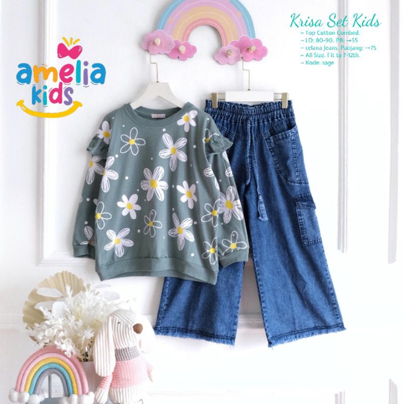 Setelan Anak Perempuan Umur 7 Tahun - 12 Tahun, Krisa Set Kids by Amelia Solo