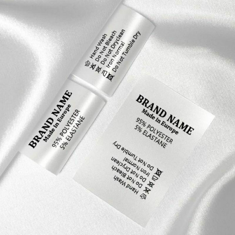 

label pita satin putih label baju custom label washing care