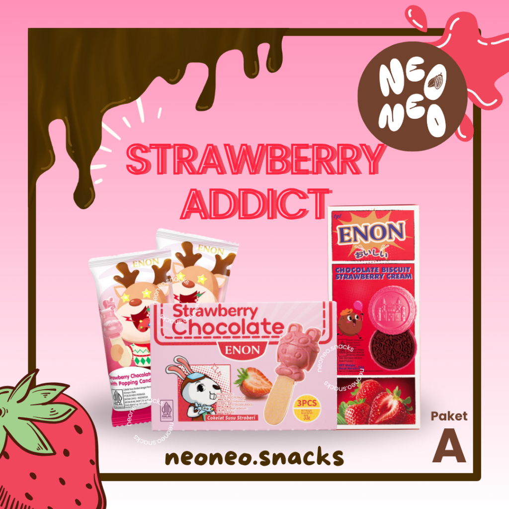 

Strawberry Addict - ENON Chocolate with Popping Candy - ENON Chocolate - ENON Chocolate Biscuit