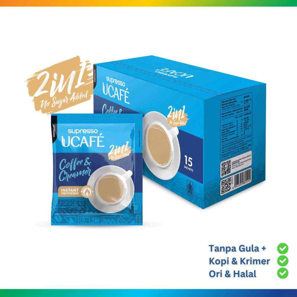 

Kopi Krimer Tanpa Gula (15 x 12g) Tambahan NO SUGAR ADDED UCAFE Coffee & Creamer 2in1