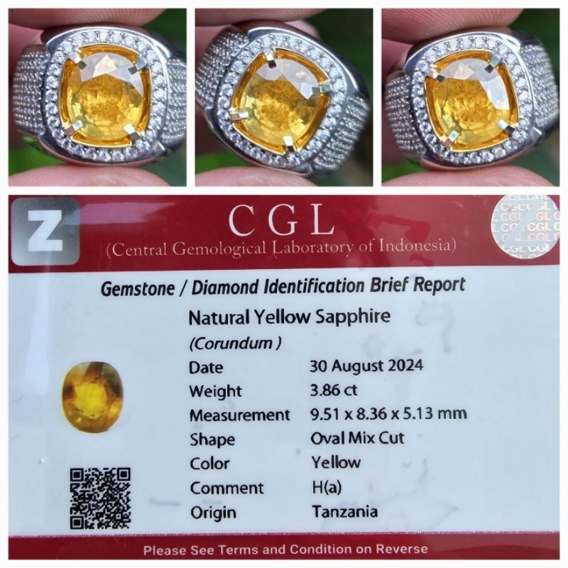 Natural Yellow Sapphire Tanzania Memo 3.86 crt