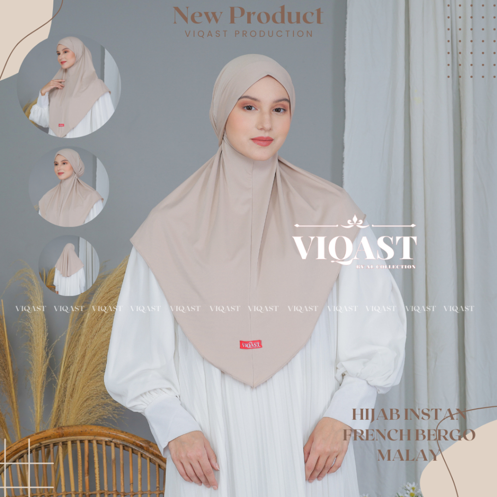 Hijab Instan Bergo French Melayu Khimar Lesti Jersey Premium Size L Kerudung Tali Instant Malay Jilb