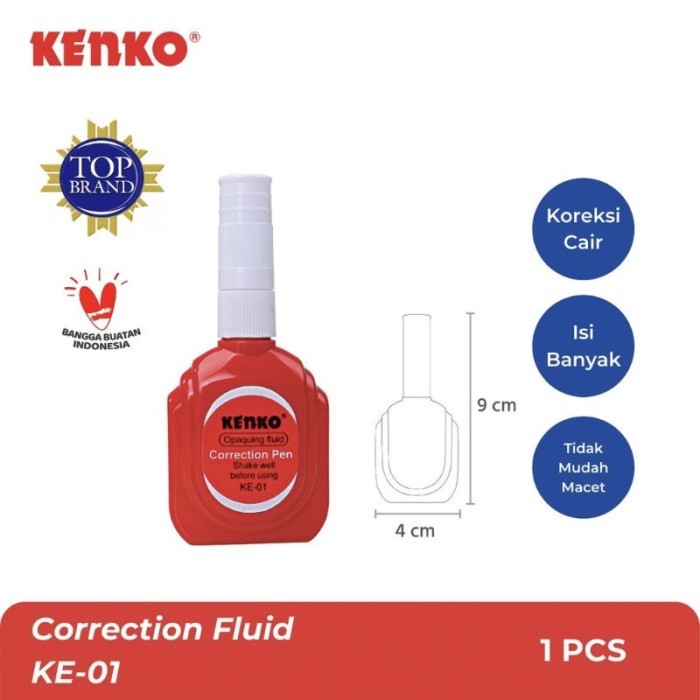 

Tip Ex Cair Correction Fluid Kenko KE-01 Original (1 PCS) / Corrector Liquid Tip X Cairan Penghapus Koreksi Kenko KE 01 Per Pcs