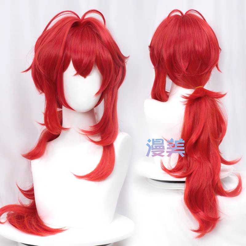 WAIFUKU - PO Wig Cosplay Diluc Default Genshin Impact Asli Brand Manmèi Womanmei Ywailisi Alice