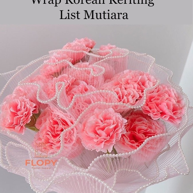

Kualitas Puas 28 cm x 5 Yard Wrap Korean Keriting List Mutiara Wrapping Mesh Buket Bunga