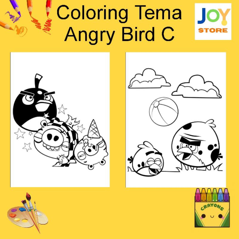 

Kertas Gambar Mewarnai ukuran A4 dan A5 150 gsm - Coloring Paper Tema Angry Bird C Toko Joy Store