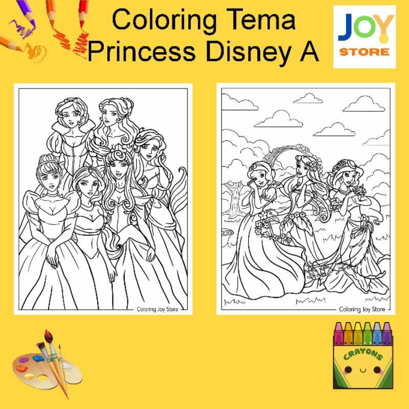 

Kertas Gambar Mewarnai ukuran A4 dan A5 150 gsm - Coloring Paper Tema Princess Disney A Toko Joy Store