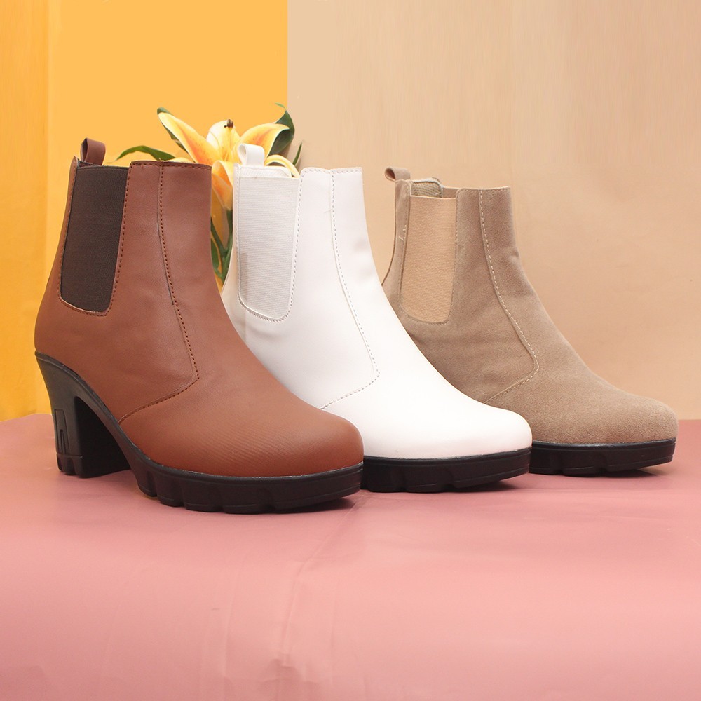 HOT HERTZ - SEPATU BOOTS WANITA V 3371 HEELS WANITA TRENDI BERKUALITAS WARNA HITAM