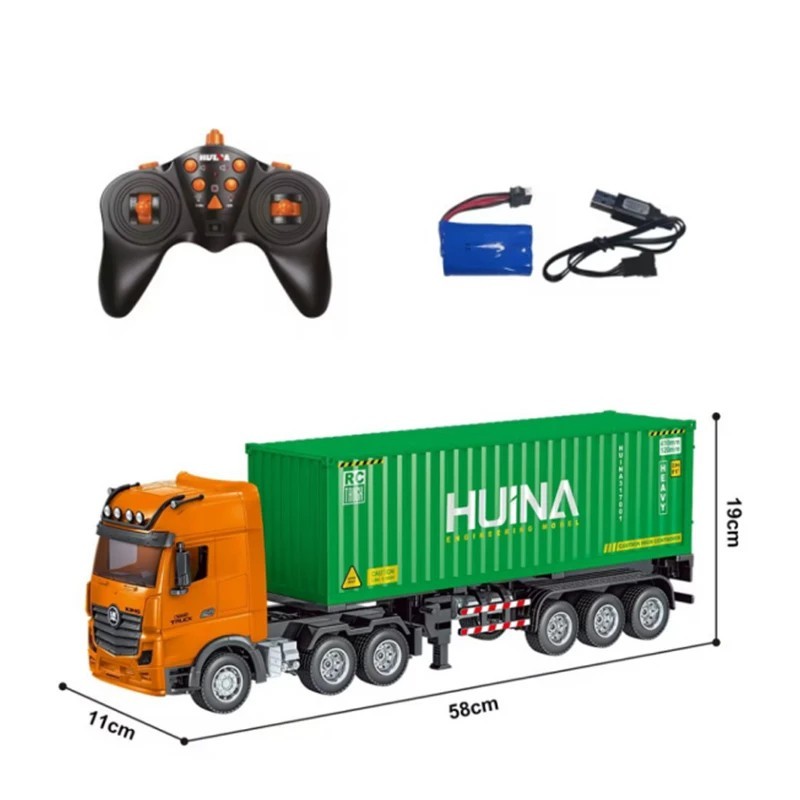 HUINA 1317 rc container trailer 9CH 2.4ghz 1:18 mainan truk alat berat