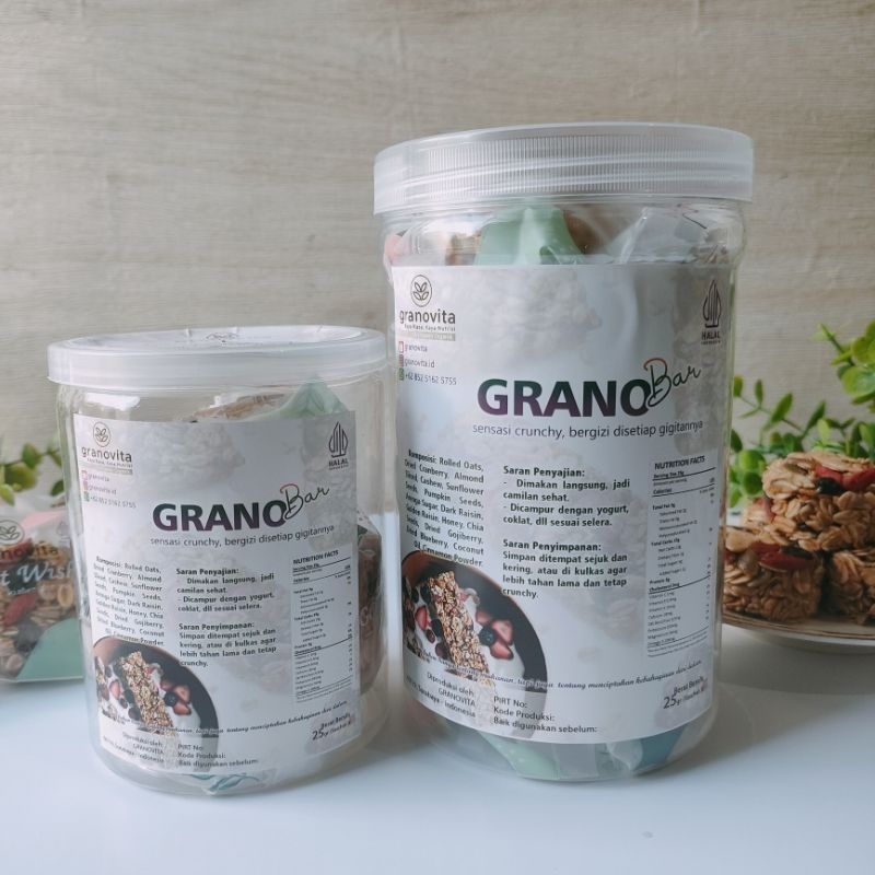 

Granovita Granola Bar Snack Sehat Kemasan Toples Grano Bar