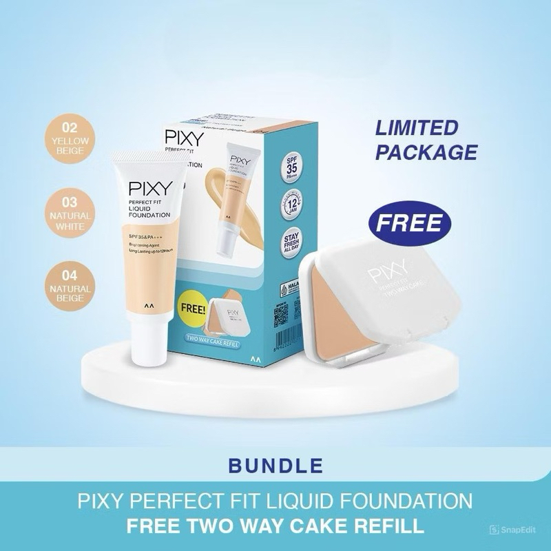 PIXY FONDATION GRATIS BEDAK PADAT REFIL | PAKET BUDLE PIXY LIQUID FREE TWC REFIL