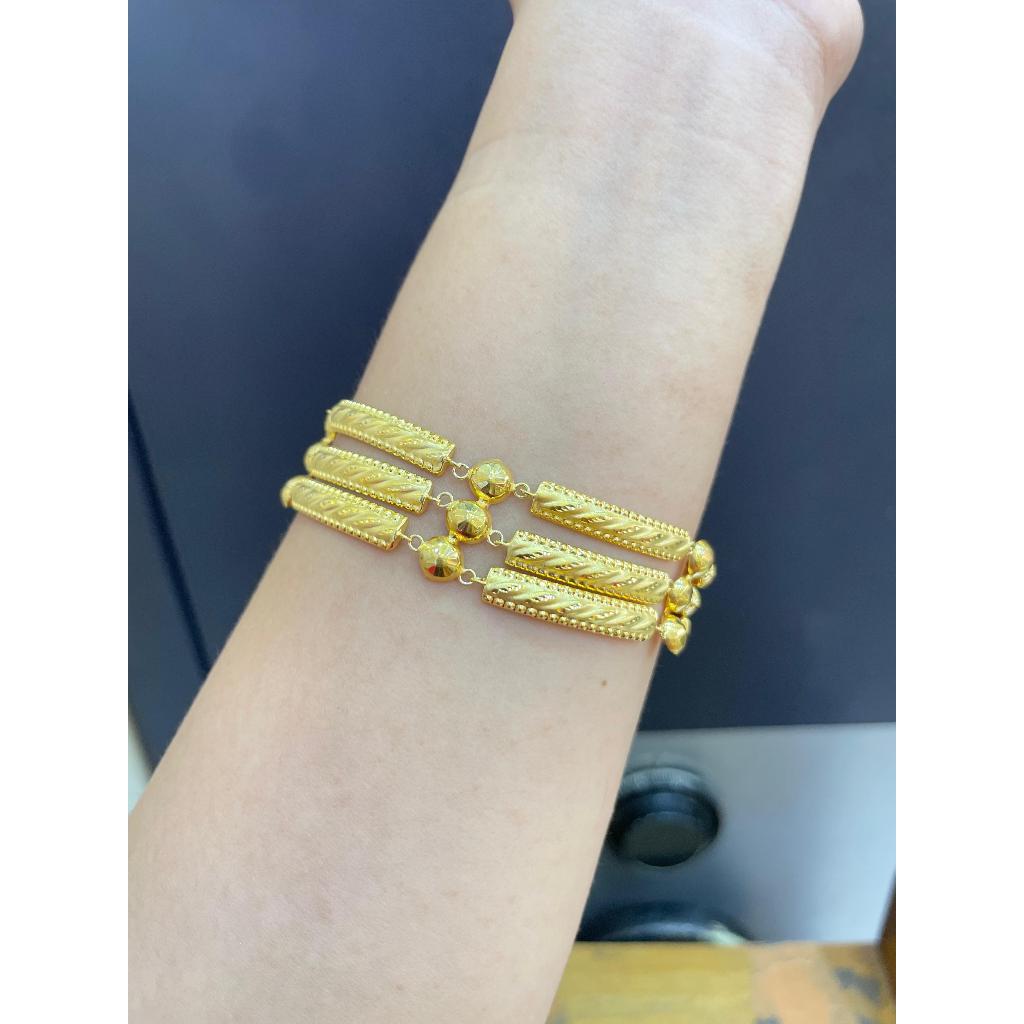 Gelang bambu 3 rangkap emas muda kadar 375%