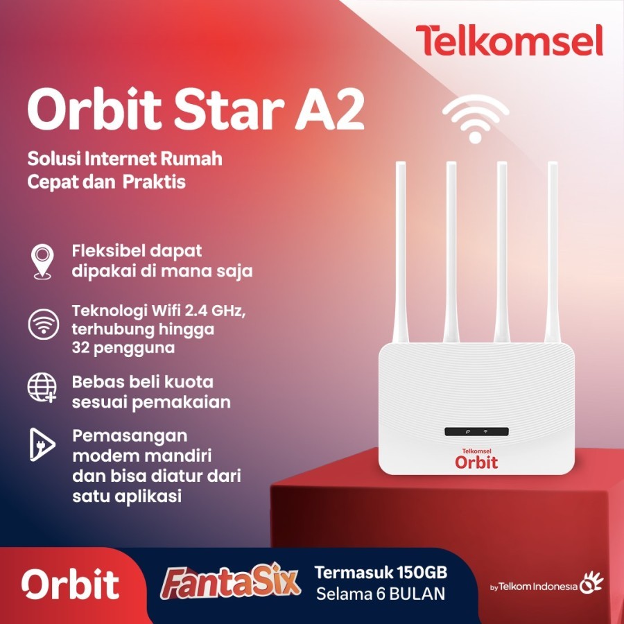 Modem Wifi Router 4G LTE Orbit Star A2 Telkomsel Free 150 GB 6 Bulan K445 (Lock) / Advan CPE V1 Pro 