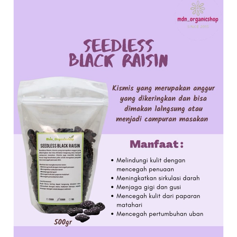 

Premium Quality Seedless Black Raisin/Kismis Hitam 250g