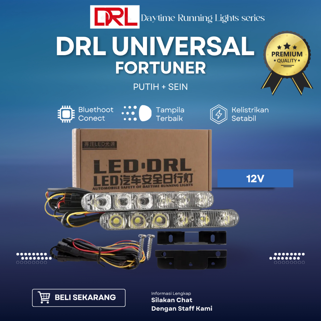 Lampu DRL 6 LED FORTUNER UNIVERSAL sein Running 2 Mode