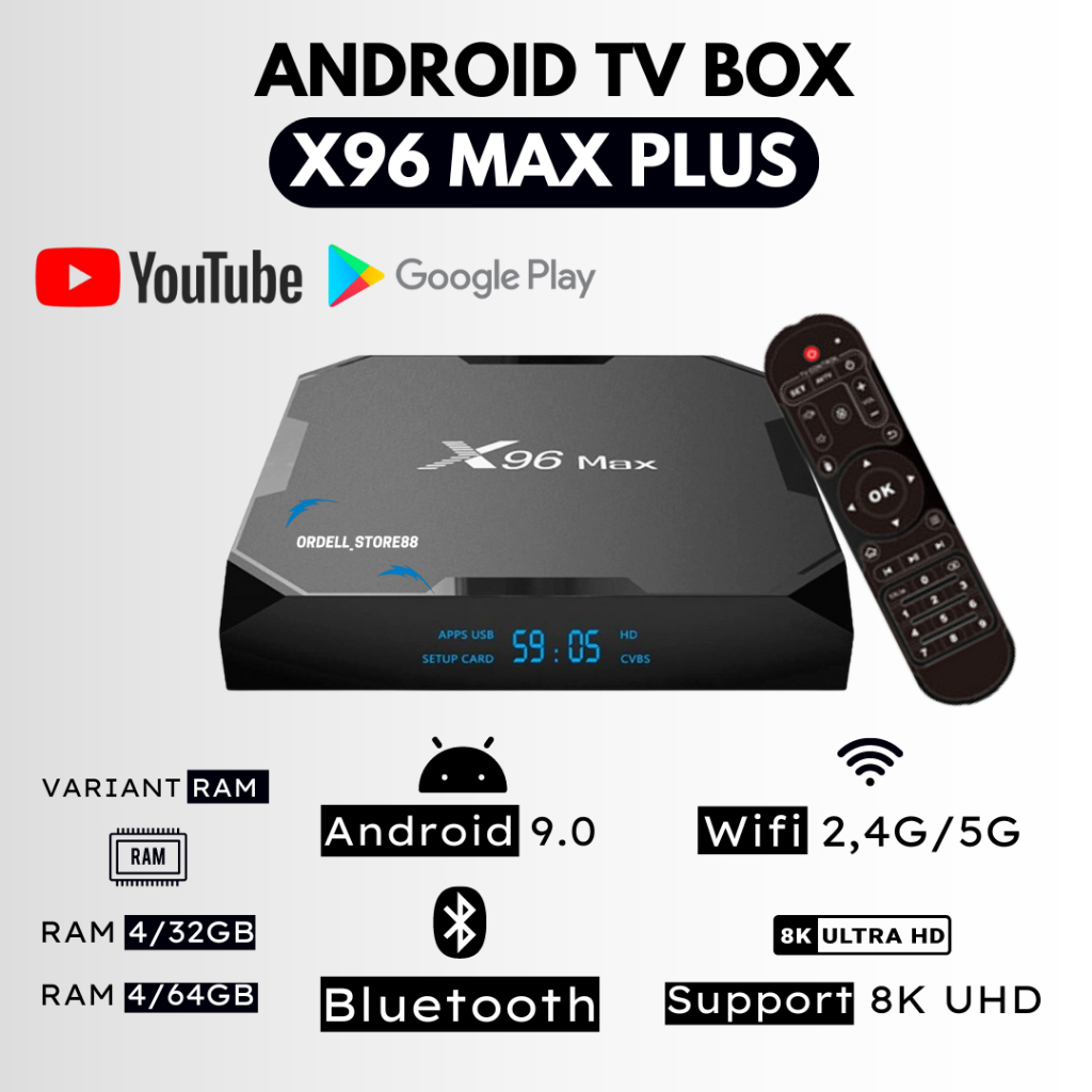 Android TV Box X96 MAX PLUS RAM 4GB ROM 32GB TV BOX Android 9 TV BOX X96 Max 8k