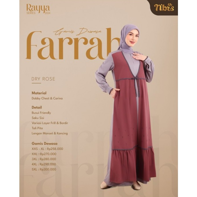 NBRS | DRESS GAMIS MUSLIMAH FARRAH DRY ROSE D10P