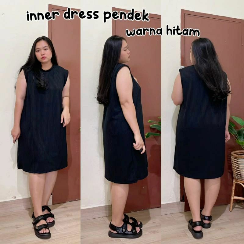 midi dress jumbo inner dress outer dress mini dress daster jumbo tanpa lengan big size oversized ld 