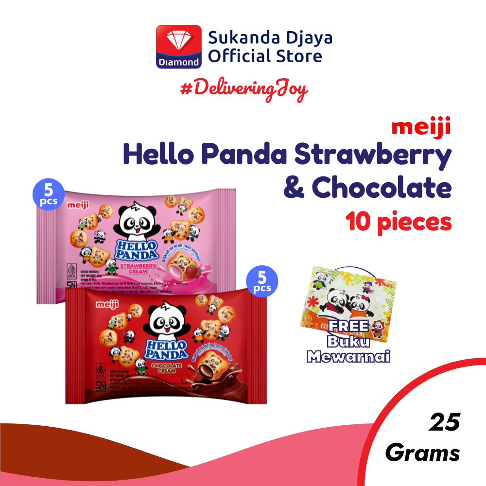 

Meiji Hello Panda Biskuit Chocolate Snack Ringan 25 Gr [ISI 5 PCS]