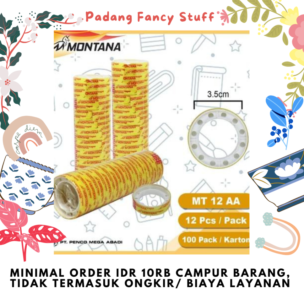 

PFS - 079 1Pcs Isolasi kado 12 mm Selotip Montana