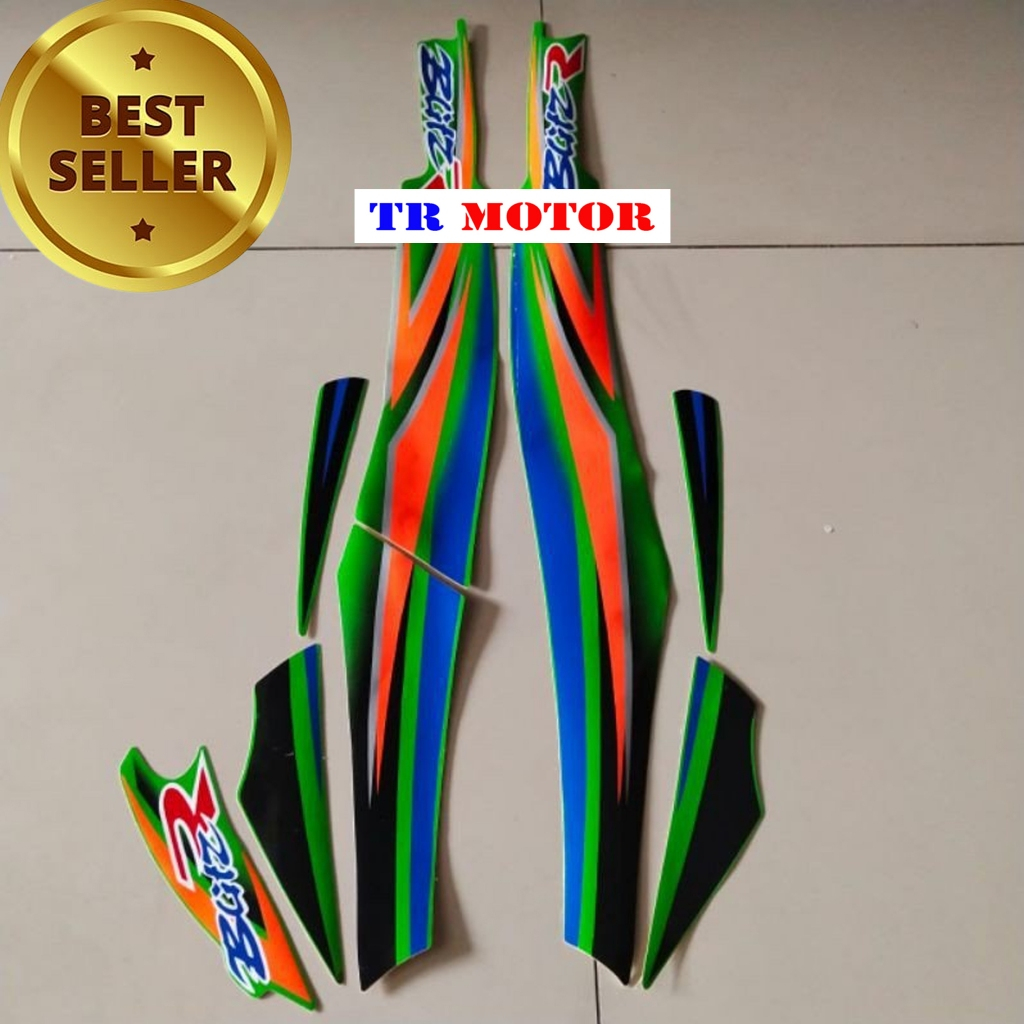 Striping stiker polet body motor Kawasaki Blitz R BlitzR hijau stiker Lis body motor standar