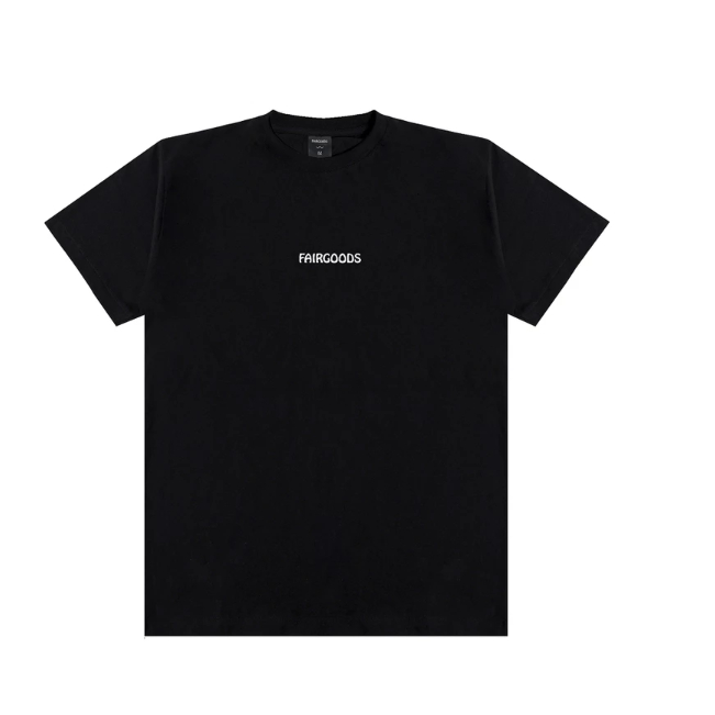 Kaos distro - fairgood Logo White - Hitam combed 24s