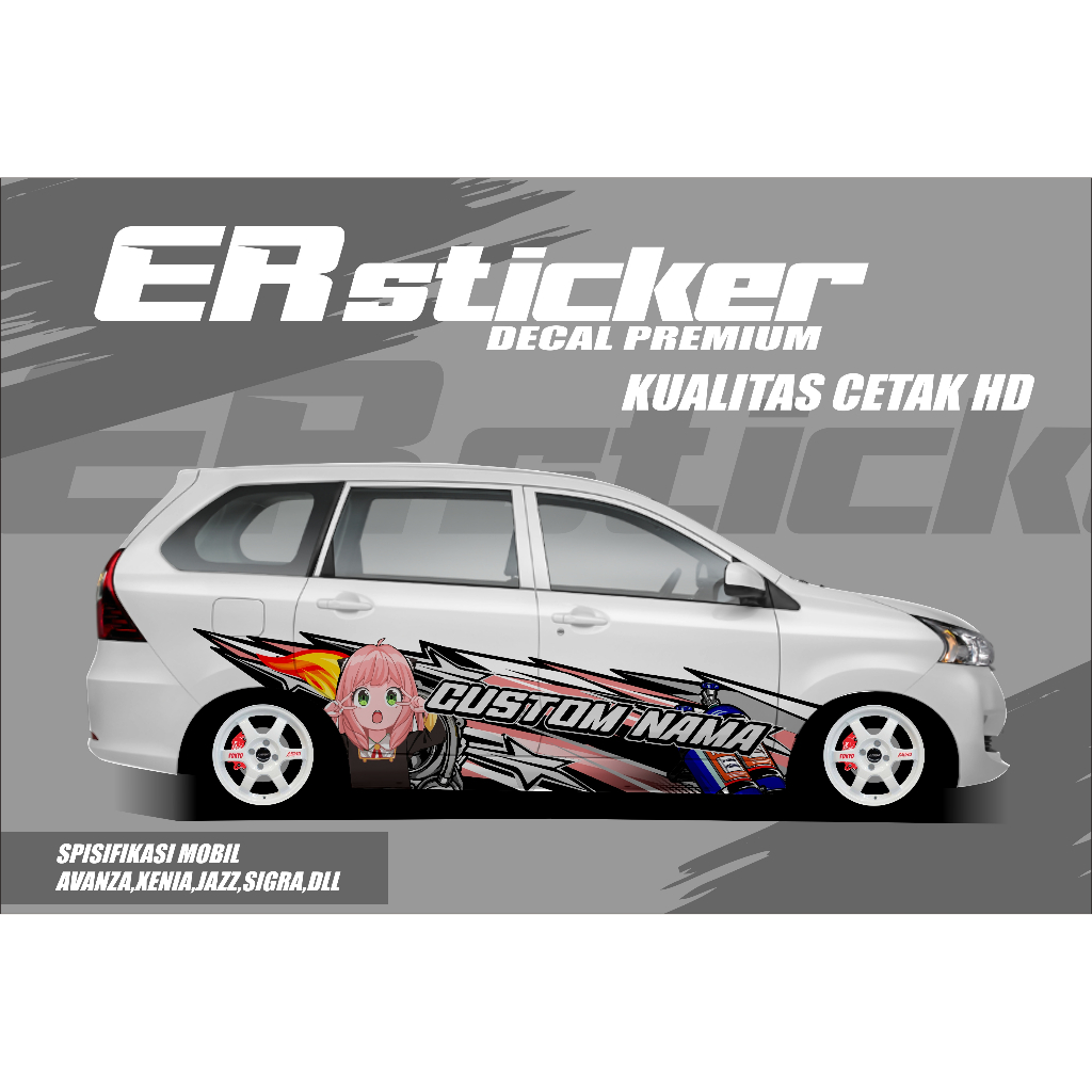 A8 AVX - DECAL THAILOK  MOBIL AVANZA XENIA SIGRA CALYA / FREE CUSTOM NAMA / STIKER MOBIL TERBARU VIR