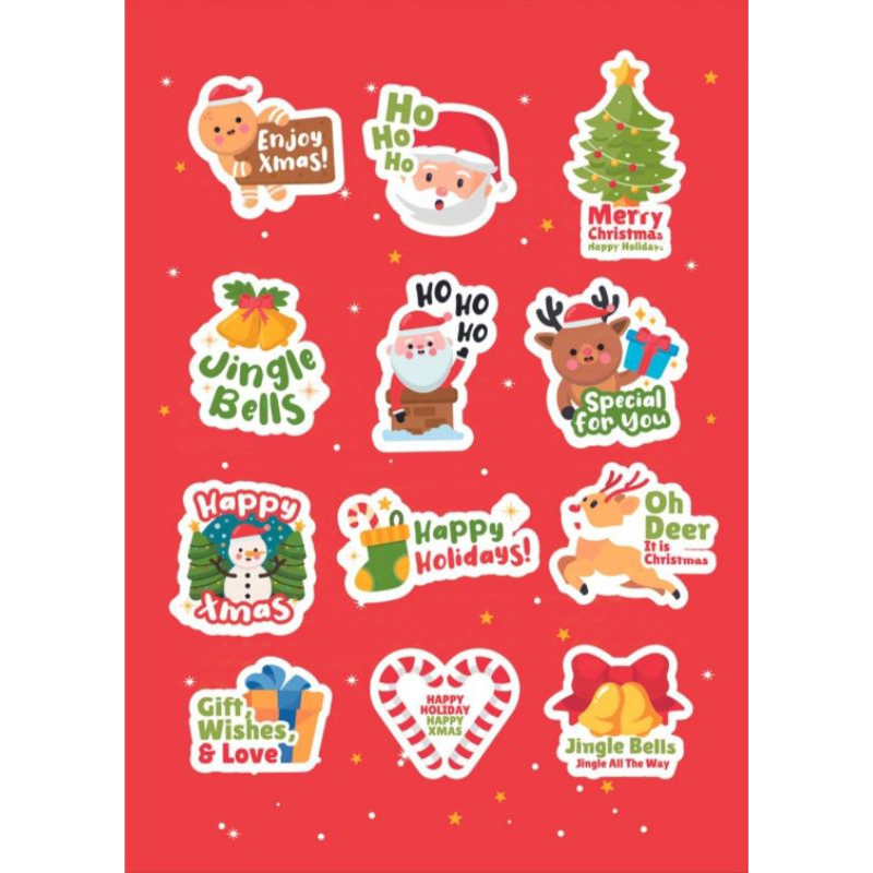 

Sticker Pack Christmas 8 pcs/Sticker Natal Murah 8 pcs/ Sticker Set Merry Christmas Cute 8 pcs