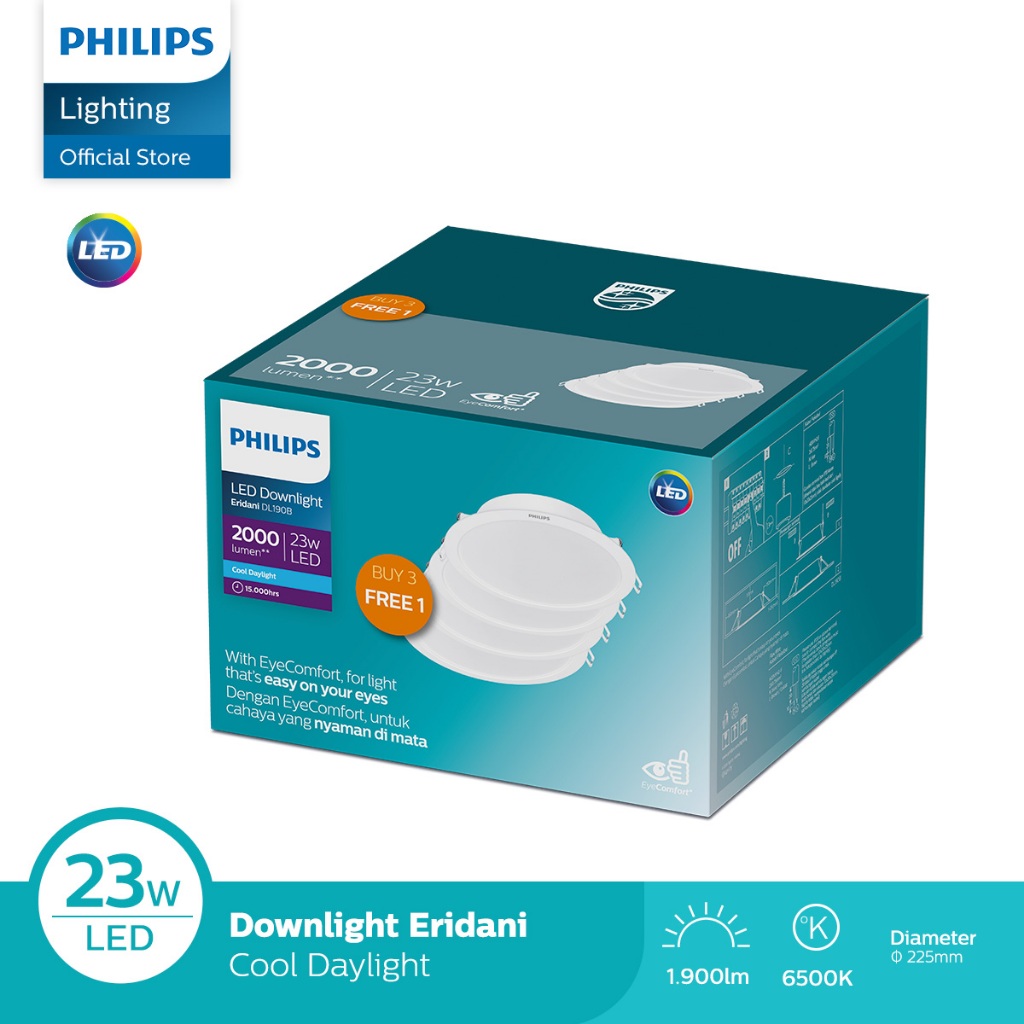 Philips Multipack Downlight Eridani DL190B LED18 D200 23W 865 WH