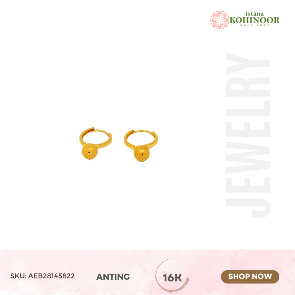 KOHINOOR ANTING EMAS POLOS YELLOW GOLD 16K EMAS