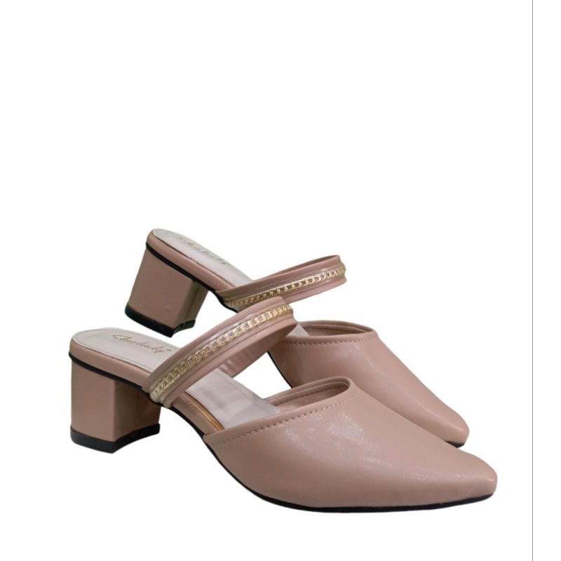 STARLADY Sepatu Sandal Slop Heels Wanita New Nior Mocca