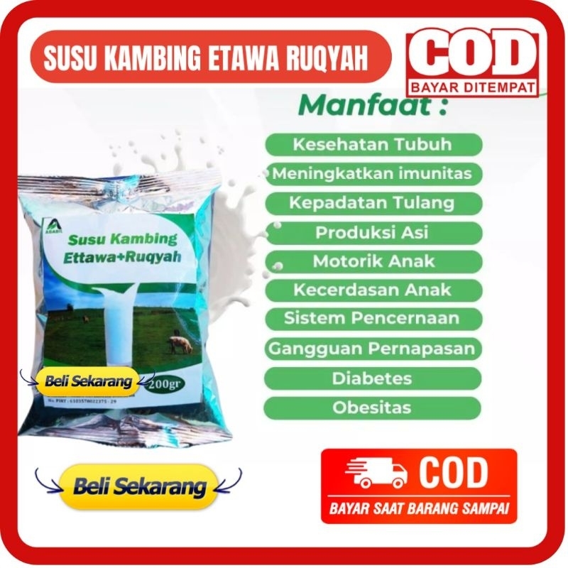 

SUSU KAMBING ETAWA RUQYAH 200 GR - SUSU ETAWA MURNI Susu Kambing Etawa Ruqyah Atasi Asam Urat Kolesterol Lemak Darah Nyeri Sendi dan Rematik