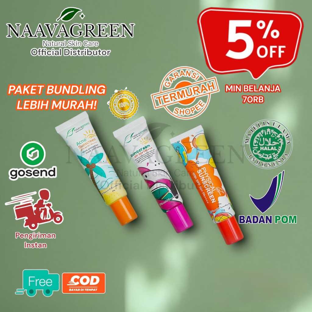 NAAVAGREEN SUNSCREEN/ ACNE SUNSCREEN / PHYSICAL SUNSCREEN / SC/ A-SC/PHYSISCAL SC/ 100%ORIGINAL NAAV