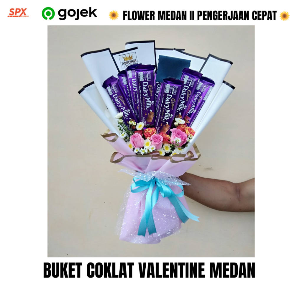 buket coklat hadiah valentine ultah wisuda medan mix bunga mawar asli